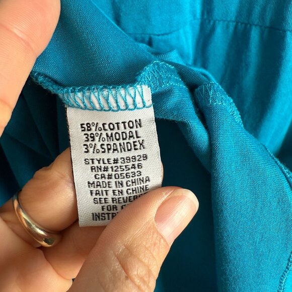 Habitat V-Neck Midi Dress Stretch Jersey Teal Blue Size XL Casual Travel - Picture 7 of 9